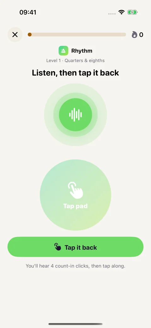 Rhythm tap-back: Listen to the pattern, then tap it back.