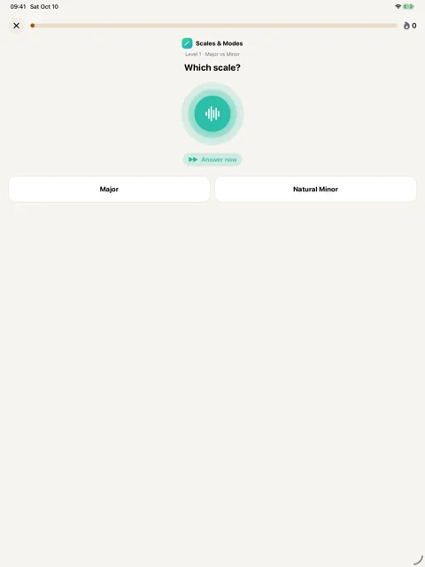 Scales & modes · iPad: Hear a scale and identify its character.