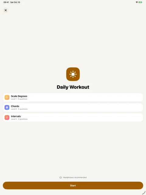 A workout made for today · iPad: Three short blocks for focused daily practice.