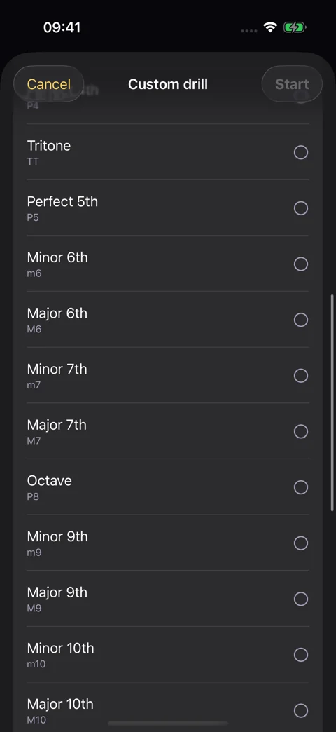 Make the drill yours · Dark mode: Adjust pitch range, pace, and instrument.