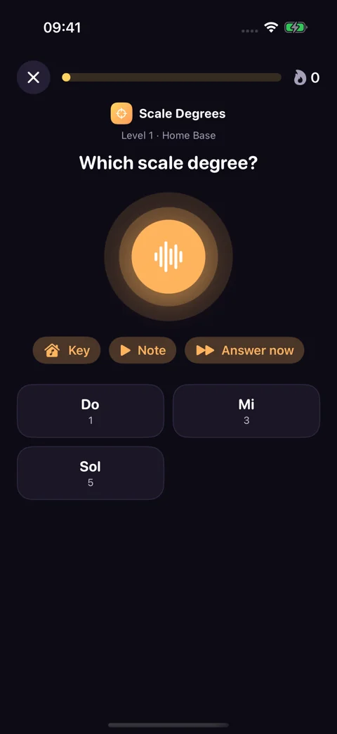 Scale degrees · Dark mode: Place a note inside an established key.