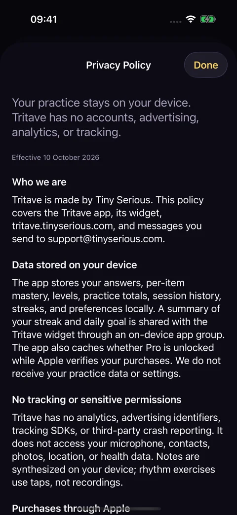 Privacy from the paywall · Dark mode: Read the policy before making a purchase.