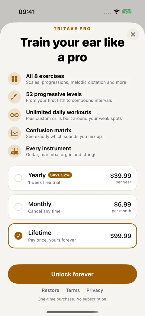 The lifetime option: A one-time purchase with no subscription.